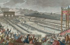 Primera Fiesta de la Federación el 14 de julio de 1790, en Campo de Marte, París. Pintura al óleo por C. Monet (pintor real)