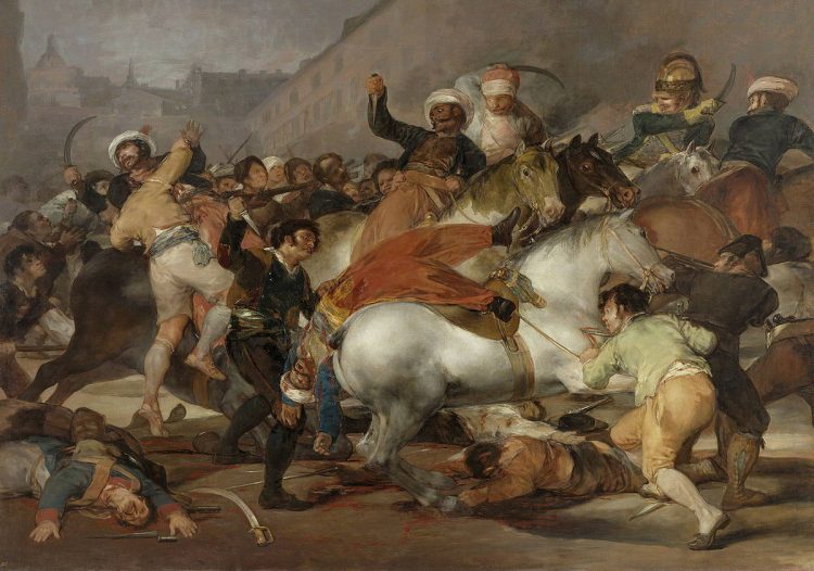 Óleo sobre lienzo por Francisco de Goya sobre el levantamiento del El dos de mayo de 1808 en Madrid. También conocido como La carga de los mamelucos en la Puerta del Sol, o La lucha con los mamelucos. (Foto: Museo del Prado, Madrid)