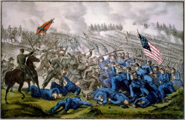 La campaña de Richmond-Petersburg fue un prolongado conflicto bélico durante los últimos meses de la la Guerra Civil Americana. Imagen: Representación de la Tercera Batalla de Petersburg por Currier & Ives (1865).